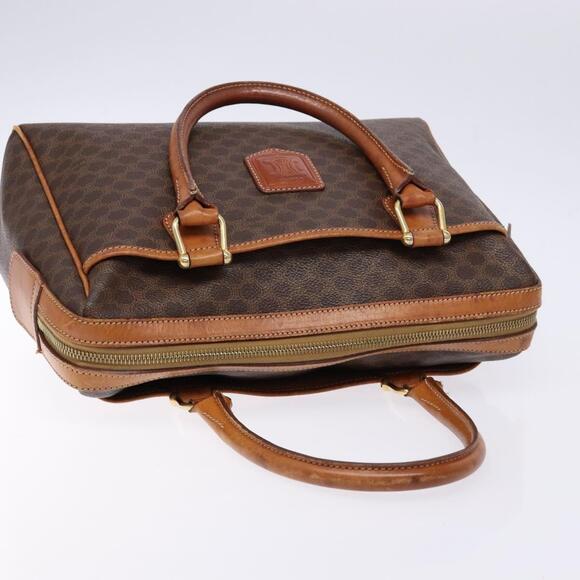 CELINE Macadam Canvas Hand Bag Pvc Leather Brown Gold - Picture 6 of 13